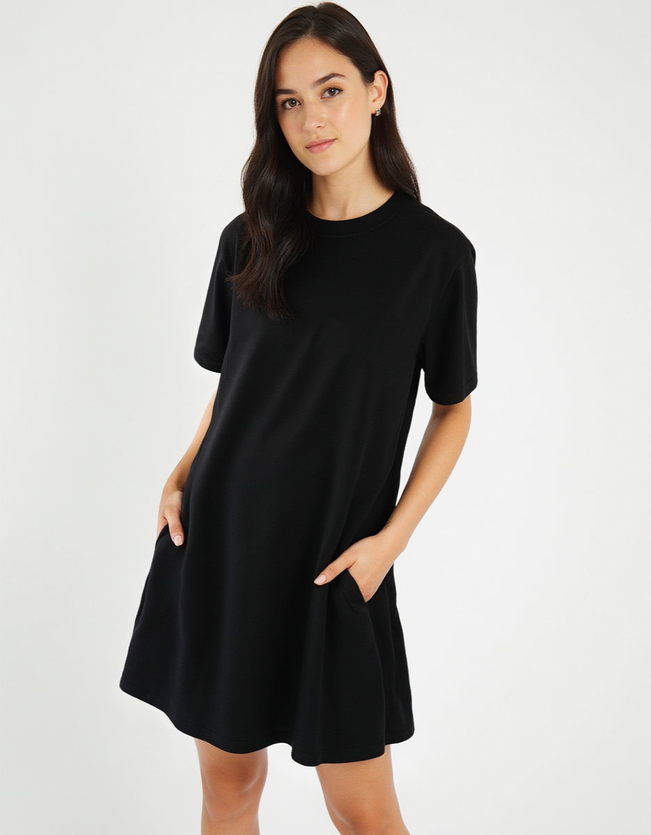 Essential Tee Dress With Pockets - Black Saint Lyon Essential Tee Dress With Pockets - Black Saint Lyon