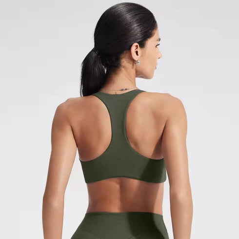 Aura Racerback Sports Bra - Olive Green