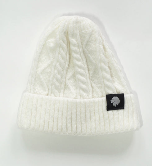 Unisex Cable Knit Beanie - Cream