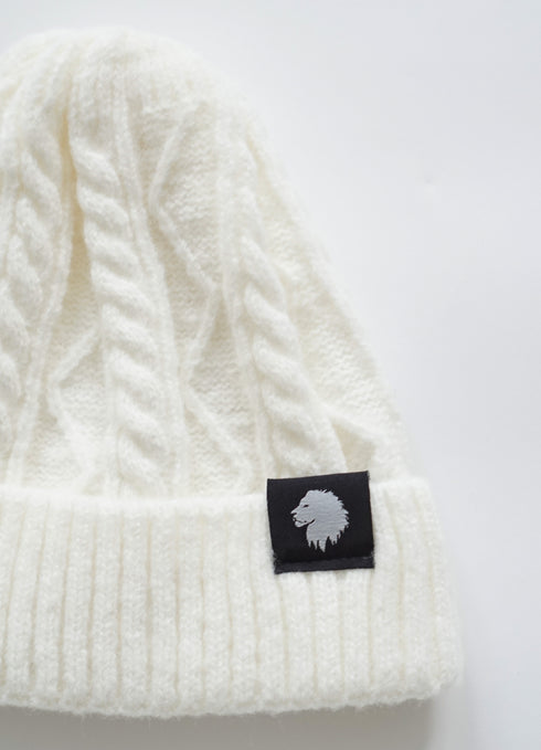 Unisex Cable Knit Beanie - Cream